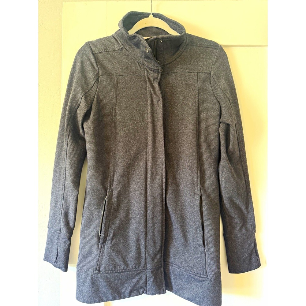 Athleta Women's Gray Full Zip Knit Jacket w/ Pockets Mid-Length Size L
